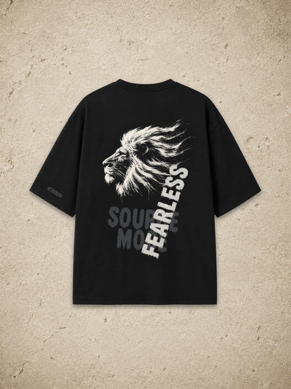 Fearless Lion Oversized Shirt in Black – back view with lion print