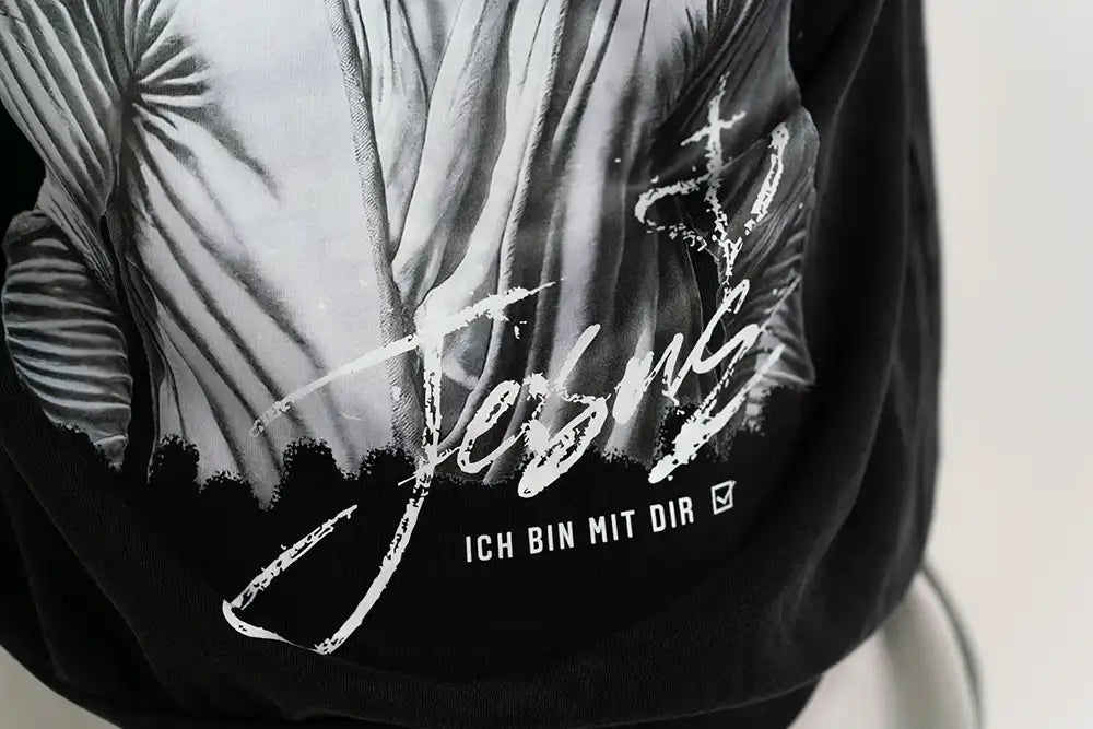 Jesus ist mit dir Rückenprint. 