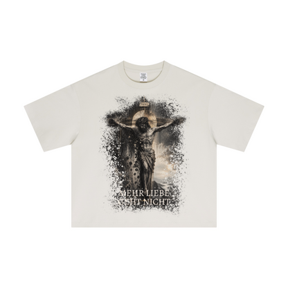 Mehr Liebe Boxy T-Shirt in Graubeige – christliche Streetwear von Source Mode