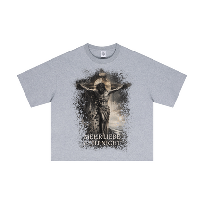 Mehr Liebe Boxy T-Shirt in Grau meliert – christliche Streetwear von Source Mode