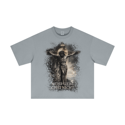 Mehr Liebe Boxy T-Shirt in Rauchgrau – christliche Streetwear von Source Mode